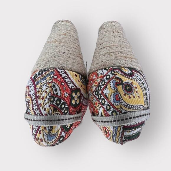 Tommy Hilfiger Womens Espadrille Wedges sz 10 High Heel Boho Paisley Cute Fabric - Picture 4 of 8